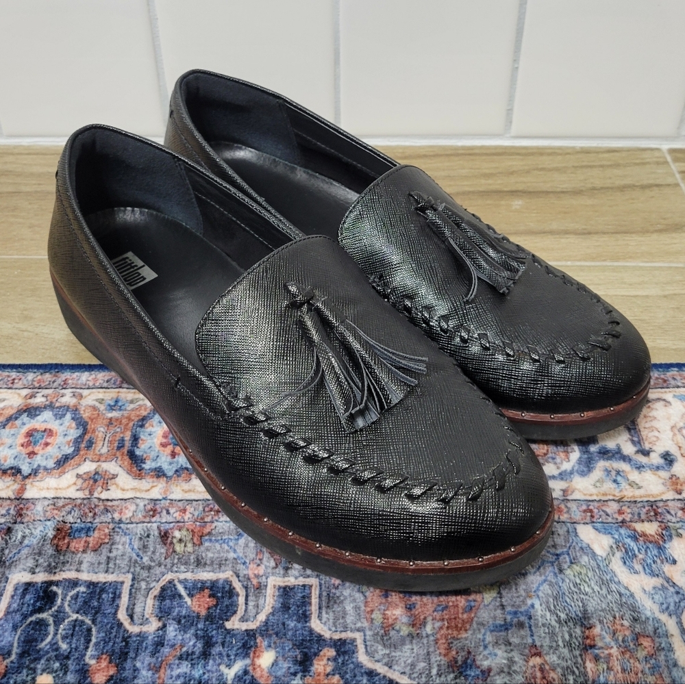 Fitflop Black Tassel Loafers for Women